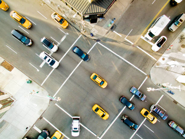 nowy jorku samochodów - manhattan aerial view new york city city zdjęcia i obrazy z banku zdjęć