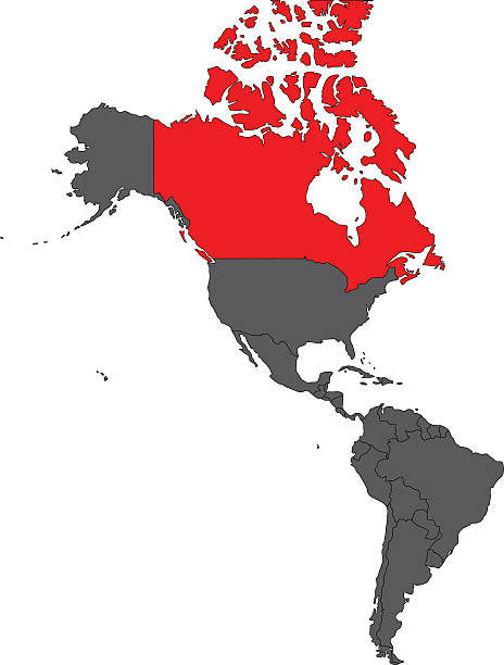 ilustraciones, imágenes clip art, dibujos animados e iconos de stock de canadá rojo mapa de américa mapa vector de gris - saskatchewan province canada flag