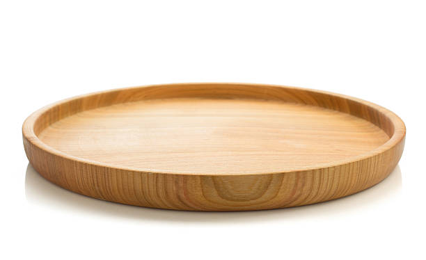 wooden tray isolated on white