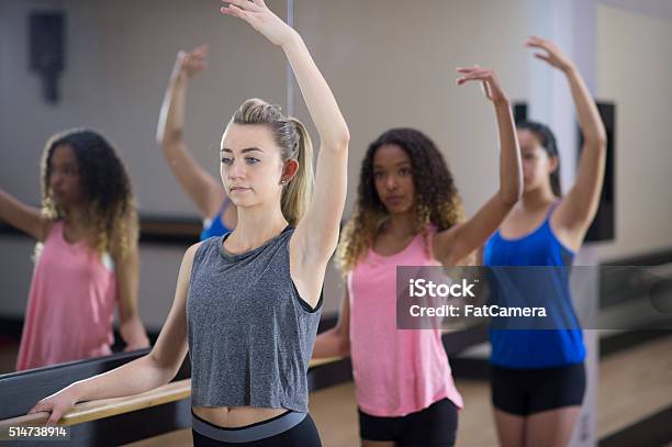 Formation During Ballet Class Stock Photo - Download Image Now - Teenager, Ballet, Dance Studio