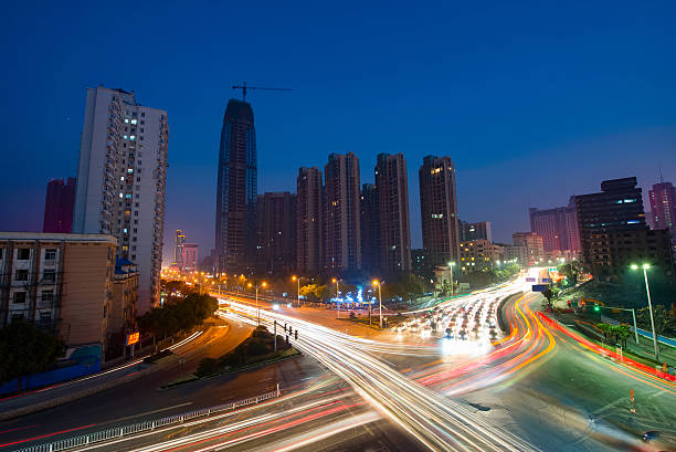 istock Aerial view of city night 514739948