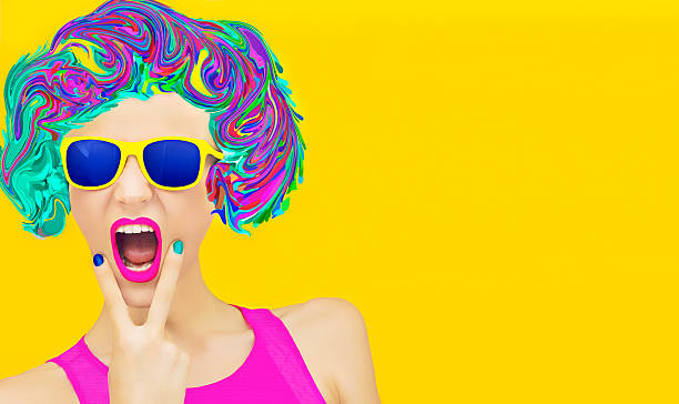 istock Aggressive party girl. multicolors blast 514755245