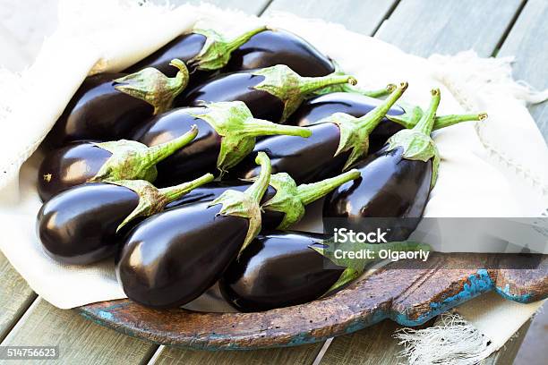 Fresh Eggplants Stock Photo - Download Image Now - Agriculture, Crop - Plant, Dark