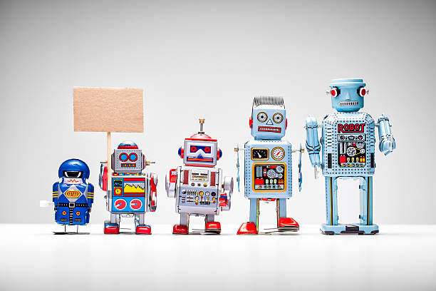 istock Retro tin toy robot holding up a sign 514757815