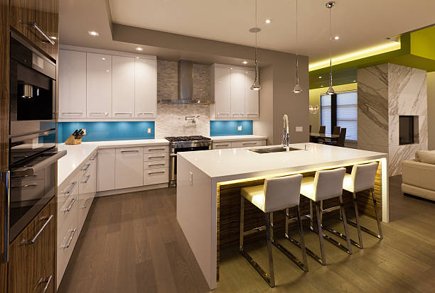 Kitchen Modern kitchen in new luxury house trishz stock pictures, royalty-free photos & images
