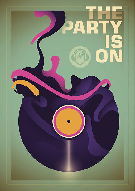 Abstract Party Poster With Melting Vinyl Stock Illustration