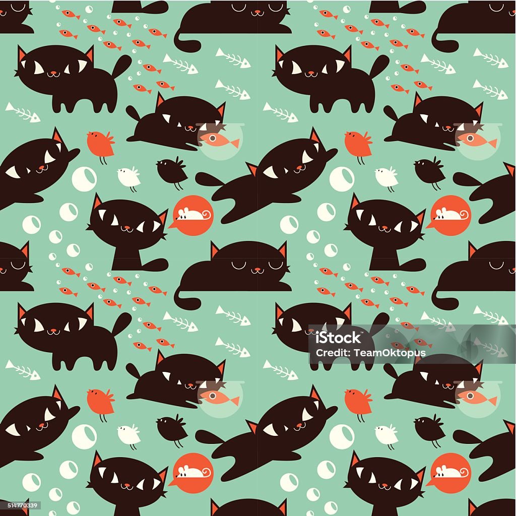 Seamless Cat and Fish Pattern Repeat this pattern into infinity and use it for whatever you want! Animal stock vector