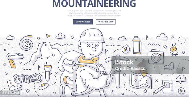 Mountaineering Doodle Concept Stock Illustration - Download Image Now - Mountain, Activity, Adult