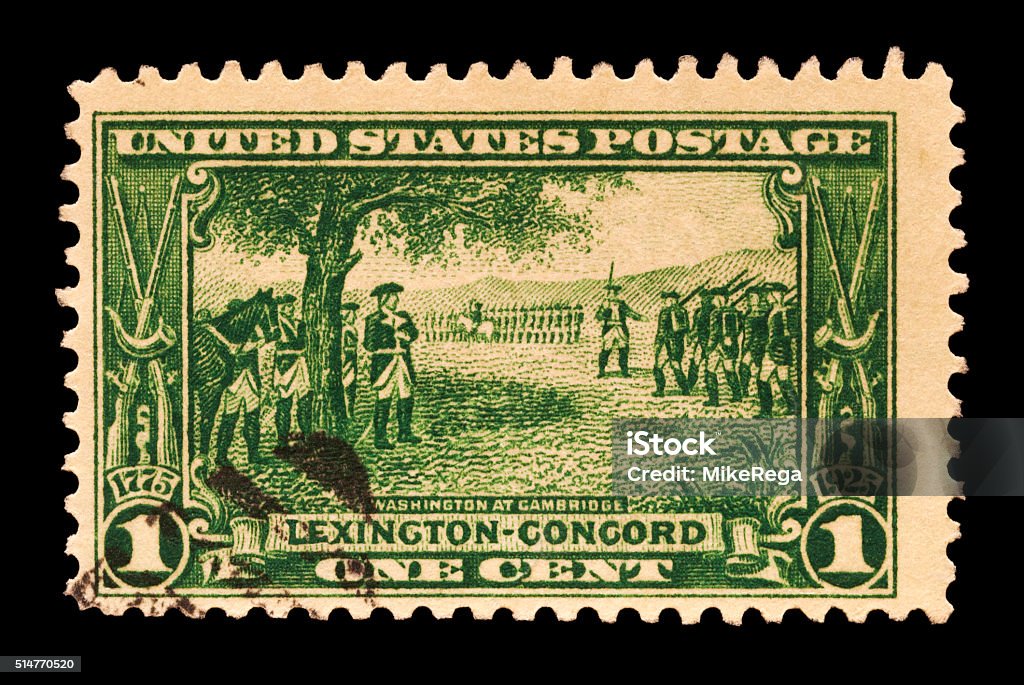 Battle Of Lexington Concord Postal Stamp Stock Photo - Download Image Now -  Lexington - Massachusetts, Concord - Massachusetts, Minuteman Statue -  Boston - iStock