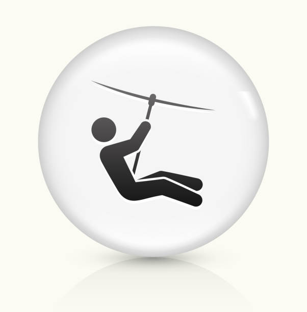 zip futter symbol auf weißer runder vektor knopf - ziplining zip line outdoors zip lining stock-grafiken, -clipart, -cartoons und -symbole