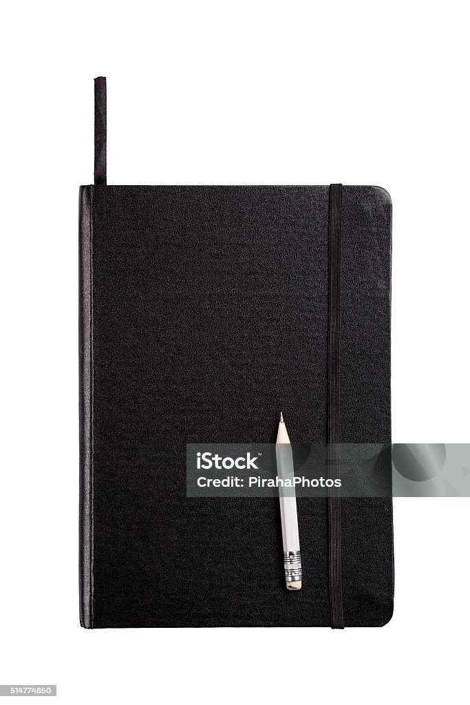 Quaderno Nero Con Matita - Fotografie stock e altre immagini di Bianco -  Bianco, Blocco per appunti, Colore nero - iStock
