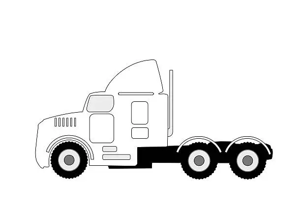 Vector illustration of semi truck silhouette