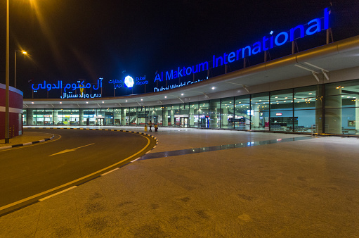 Dubai,UAE - December 3, 2013: DEC 03 -   New passenger terminal building at Al Maktoum International airport on the third of december of  2013. the airport will be part of the world central new district in Dubai, and is supposed to become the biggest airport in the world, serving 220 million passenger
