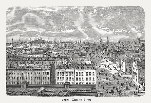 istock Tremont Street in Boston, Massachusetts, USA, wood engraving, published 1880 514778272