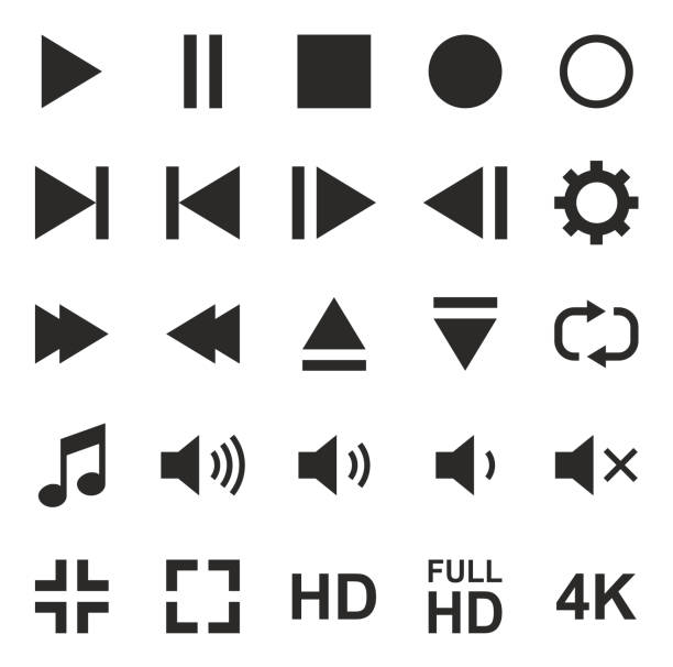 wideo lub muzyki lub przycisk ikony kamery. - push button keypad symbol technology stock illustrations