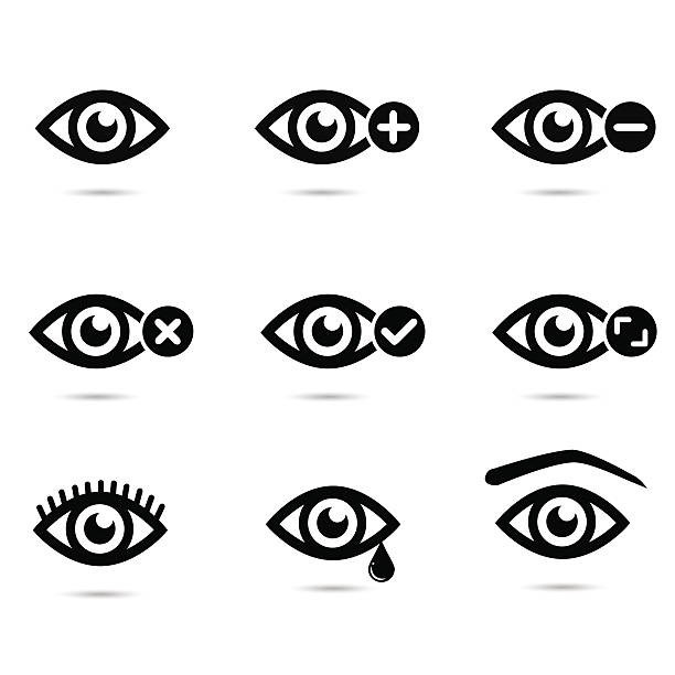 ilustraciones, imágenes clip art, dibujos animados e iconos de stock de colección de iconos ojo. - looking at view symbol looking through window computer icon