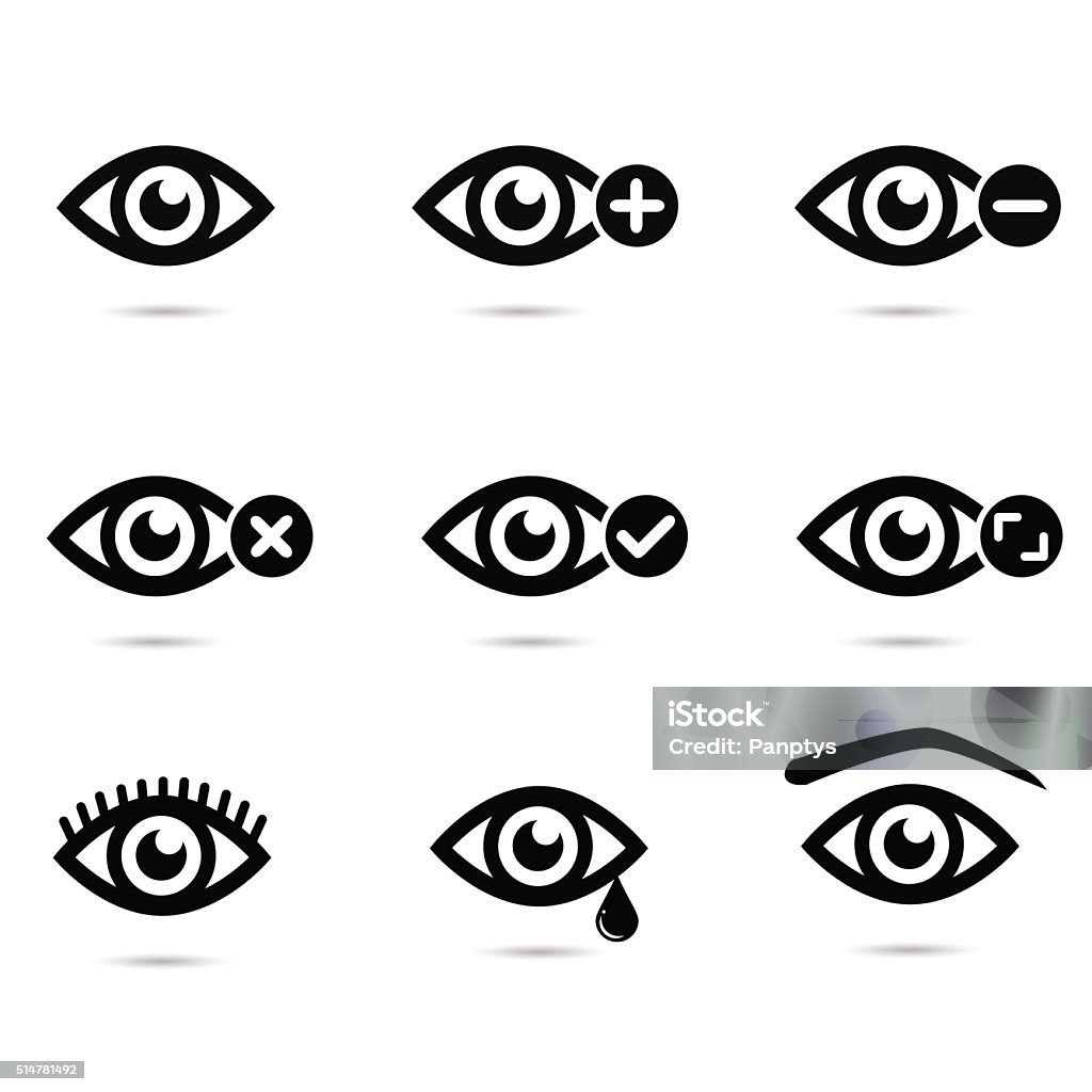 Collection of eye icons. Vector illustration: eye icons isolated on white background. Eye stock vector