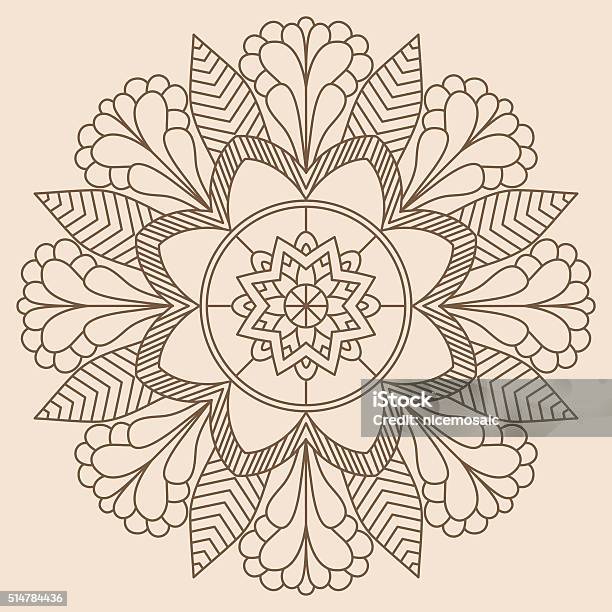 Mandala Vintage Round Ornament Pattern Islamic Arabic Indian Stock Illustration - Download Image Now