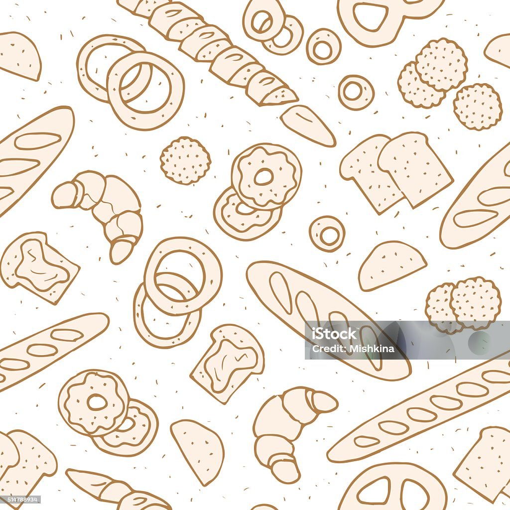 Bakery Pattern Line Bakery Seamless Pattern Hand Drawn Vector Background Stock Illustration ...