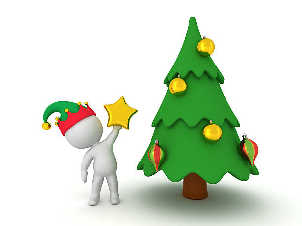 istock 3D Character with Elf Hat Holding Star Decoration for Christmas 514791756