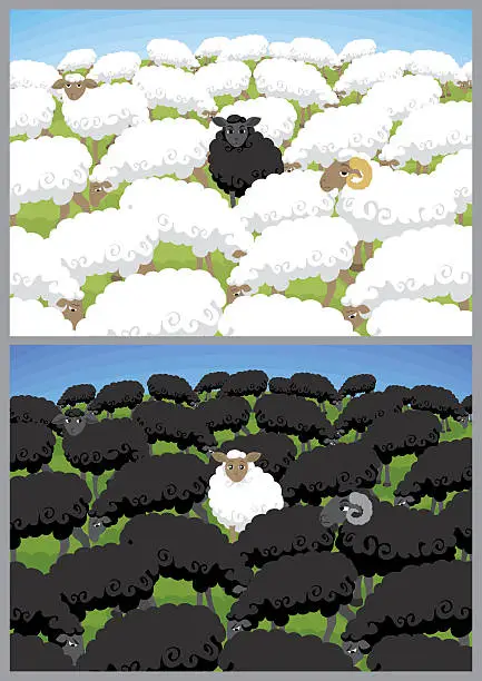Vector illustration of Black Sheep