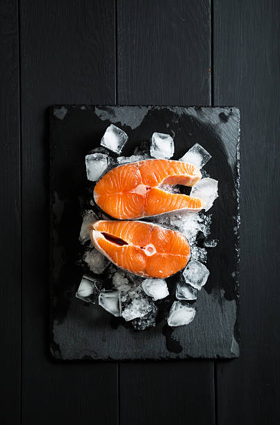 istock Fresh pieces of salmon on ice 514793150