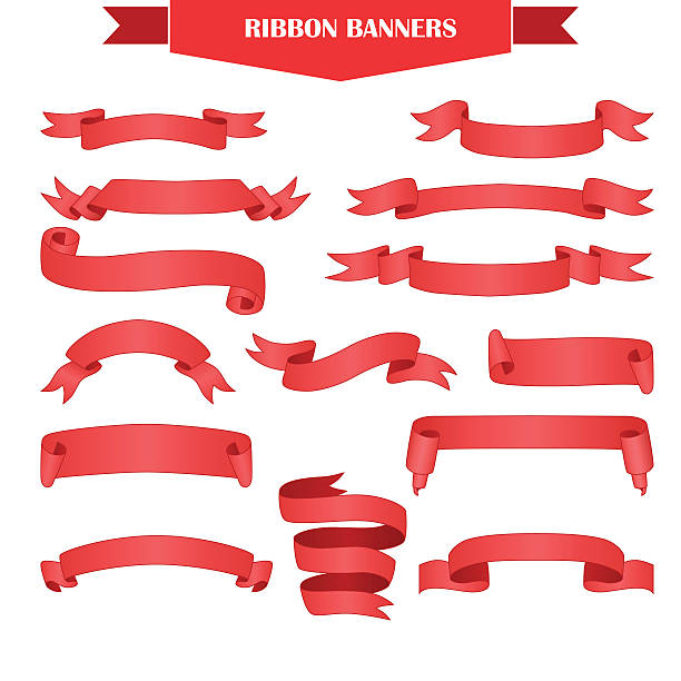 리본상 배너입니다 설정 - banner ribbon sash flag stock illustrations