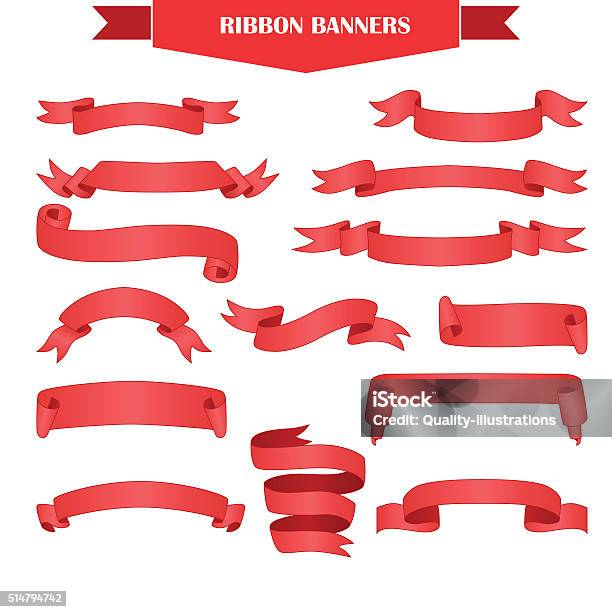 Ribbon Banner Set Stock Illustration - Download Image Now - Sash, Design, Red