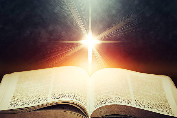 istock Light flares illuminating the Holy Bible 514795780
