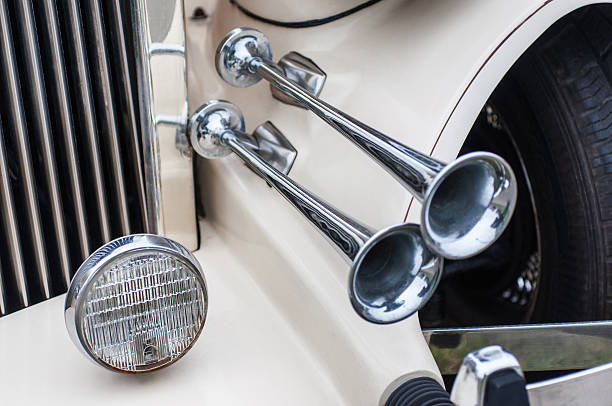 istock Headlight and horn of retro car 514796848