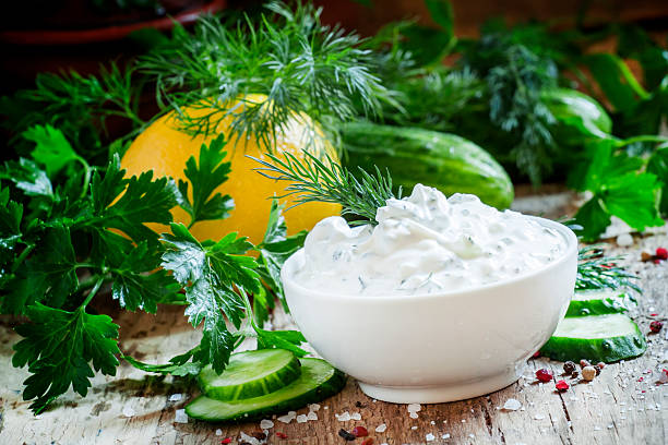 istock Greek yogurt sauce, cucumber and herbs 514797062