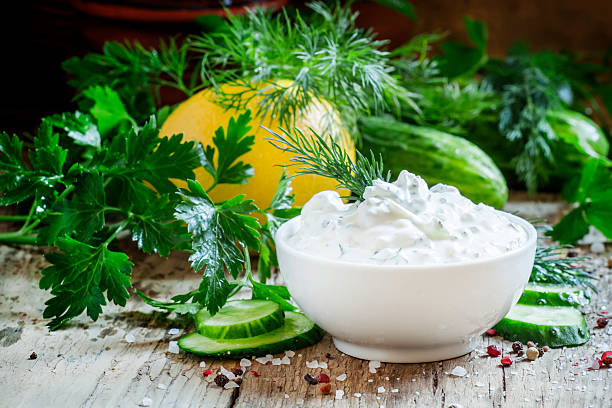 istock Greek yogurt sauce, cucumber and herbs 514797162