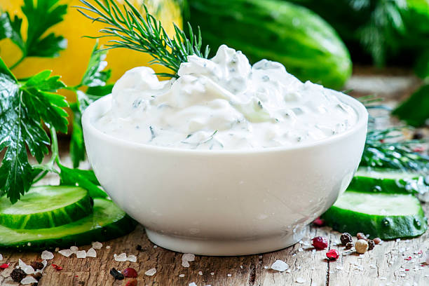 istock Greek yogurt sauce, cucumber and herbs 514797252