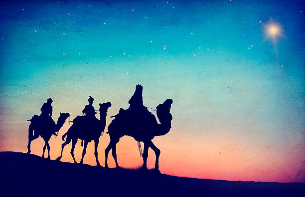 Group of People Riding Camel Isolated on Background