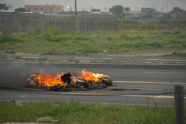 istock Burning tires in a riot 514797709