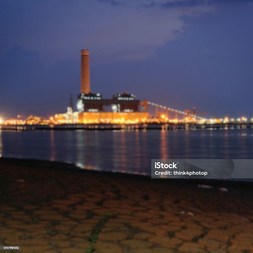 Bokeh lighting of power plant seen in night time Building - Activity Stock Photo Bokeh lighting of power plant seen in night time Building - Activity Stock Photo