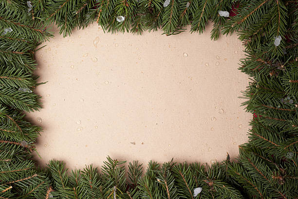 istock Hand made christmas paper with tree border and ice drops 514800587