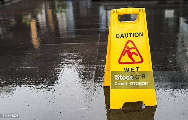 Caution Wet Floor Stock Photo - Download Image Now - Danger, Flooring, Warning Sign