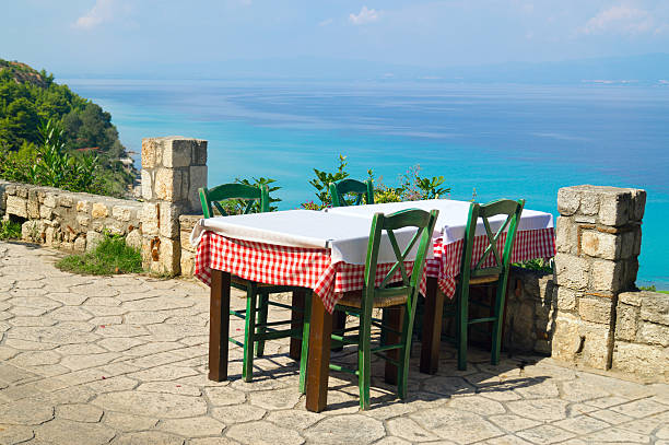 istock Traditional Greek table at the beach in Greece 514804289