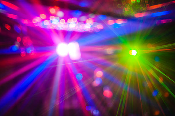 istock Color disco club light with special effects and laser show 514825085