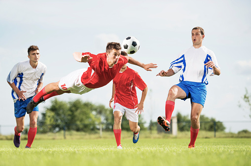 Soccer player celebration in the stadium