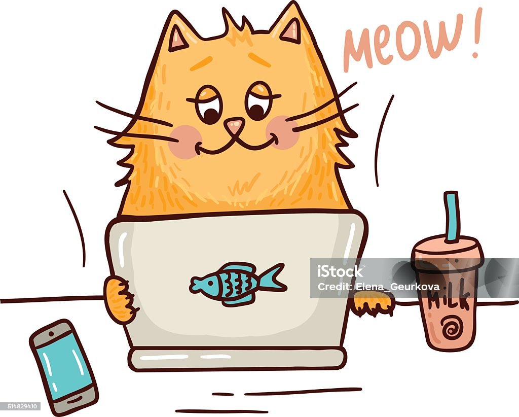 Cat With Notebook Cute Cat With Notebook Stock Illustration - Download Image Now ...