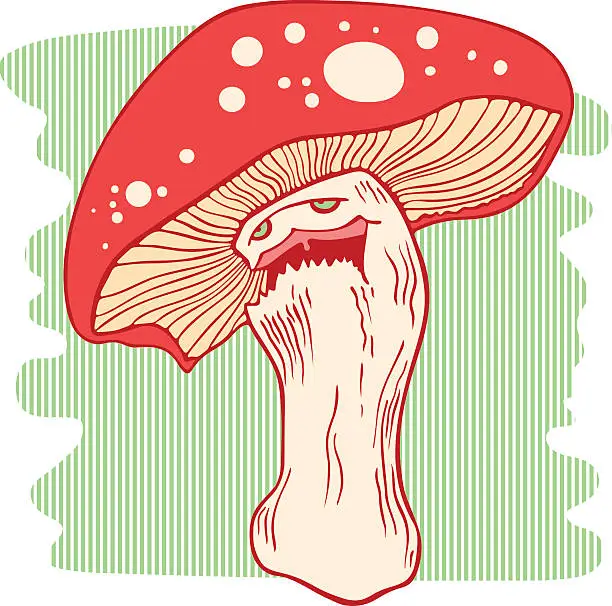 Vector illustration of Angry mushroom with ugly face