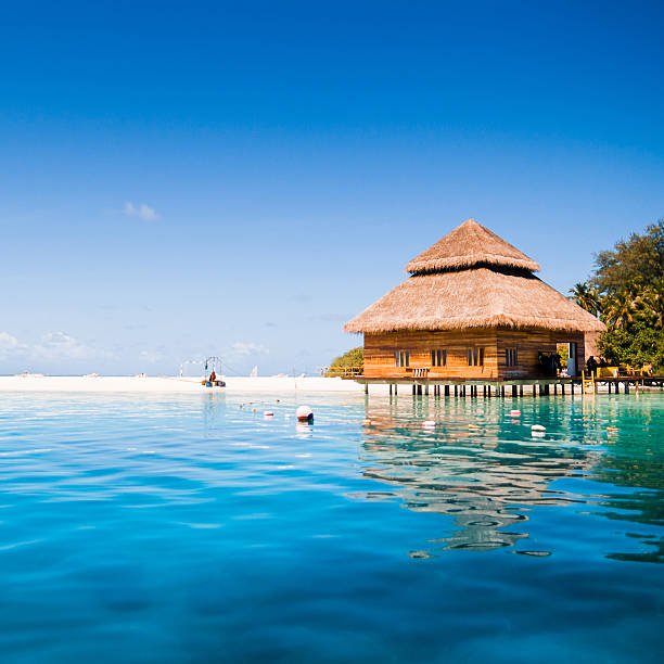 overwater bungalows boardwalk on Maldives