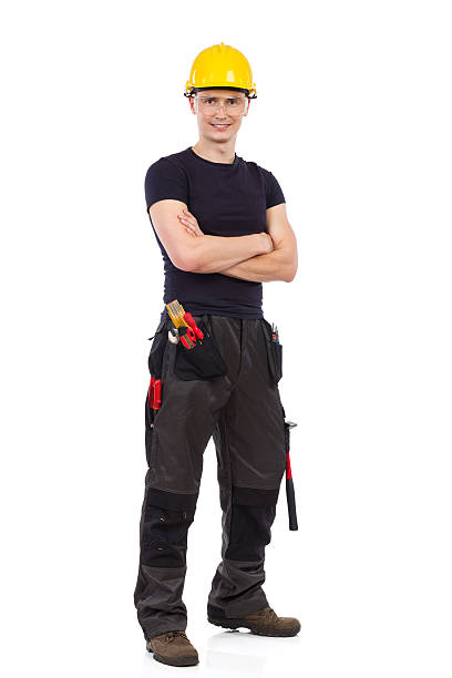 istock Mechanic in protective glasses and yellow hardhat 514831533