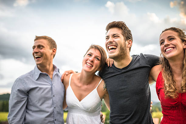 Happiness multiracial Friends embraced togetherness