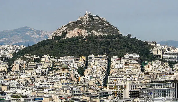 A view of Mount Lycabettus in Athens, Greece