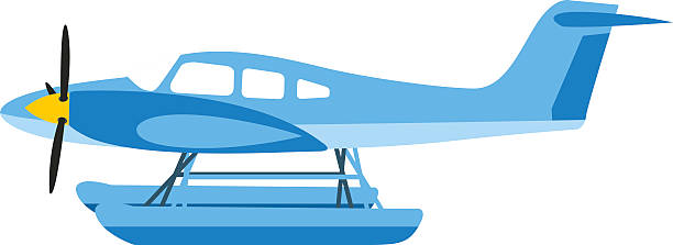 illustrations, cliparts, dessins animés et icônes de avions légers simples bleu avion à hélice - air vehicle airplane commercial airplane private airplane