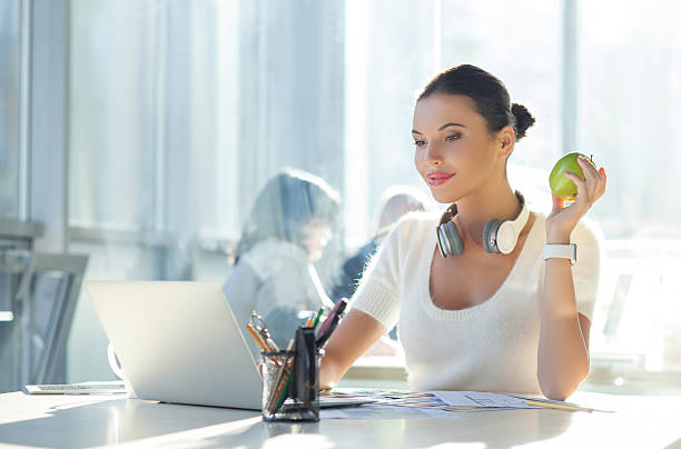 istock Cute female worker is resting in office 514836266