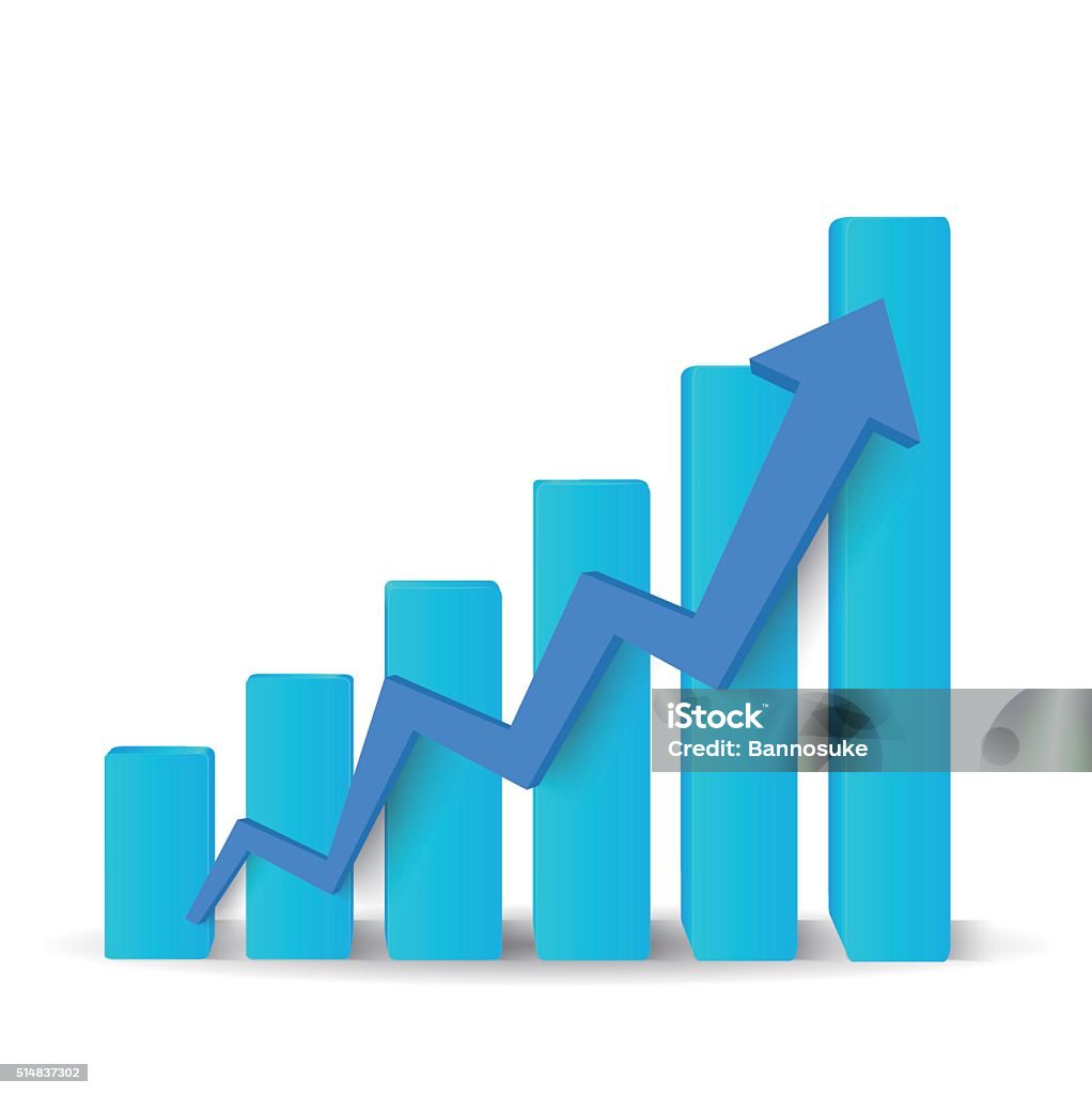 Growing blue graph Vector EPS 10 format. Chart stock vector